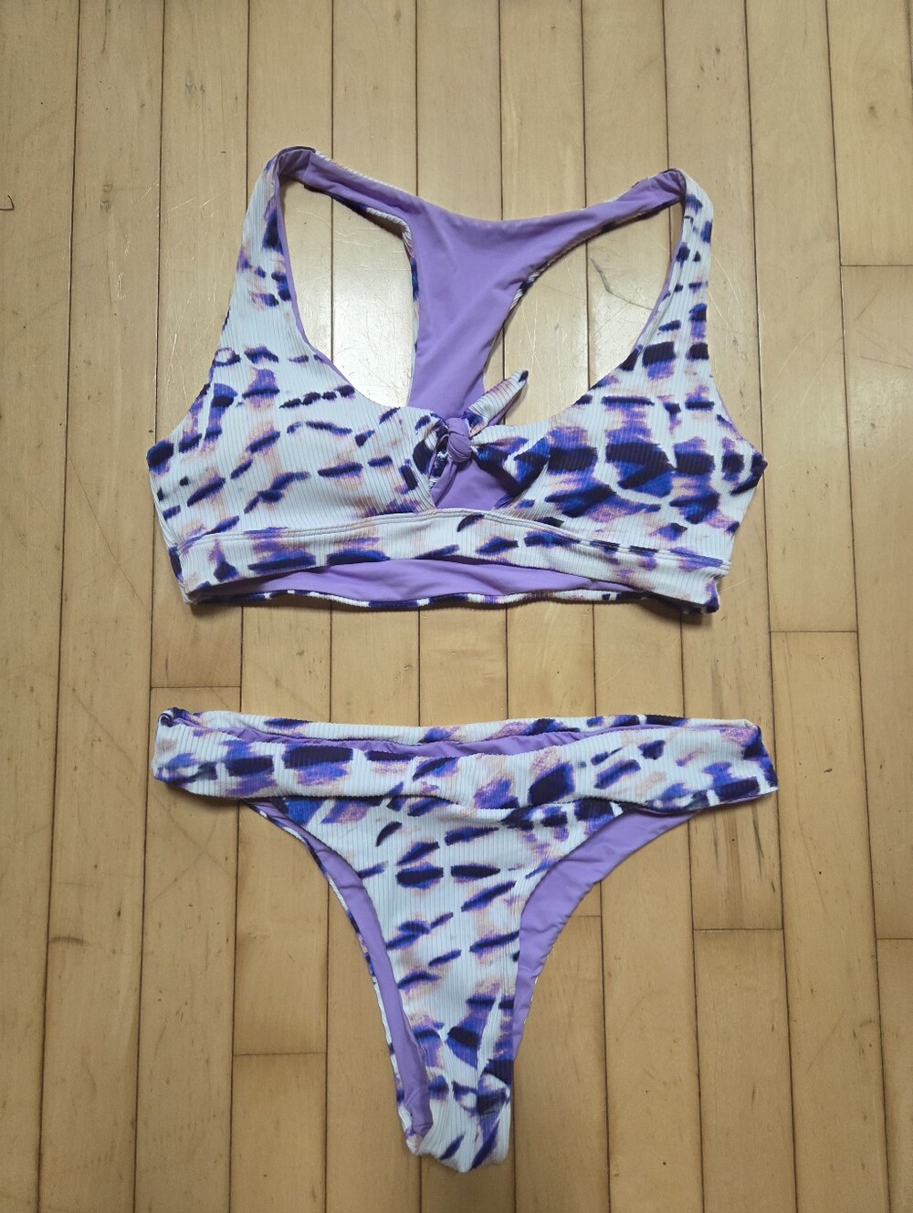 Purple  Ribbed Bikini Set - Women Swim